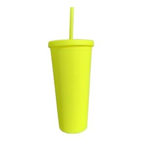 Vibrant Yellow Tumbler with Straw